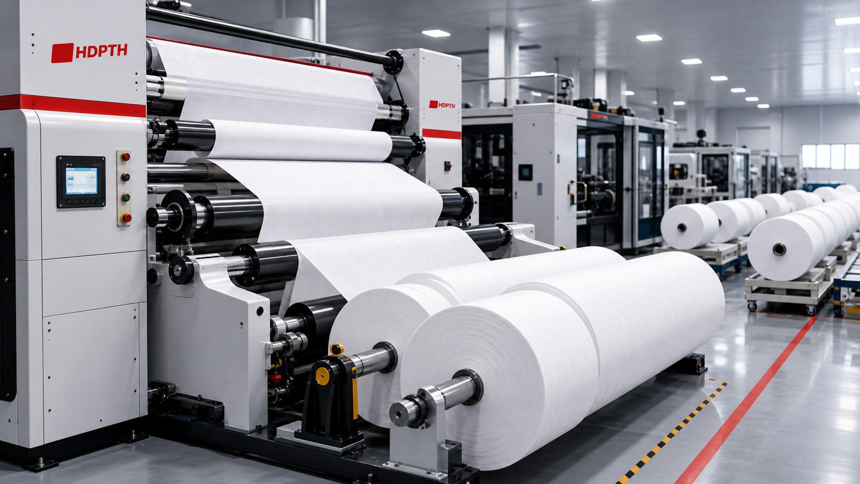 Nonwoven roll converting application for hygiene and medical materials